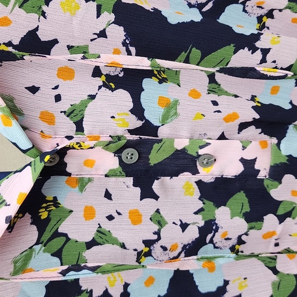 New J Crew Mercantile Long Sleeve Navy & Blush Pink Floral Dress, NWT LP - Picture 5 of 11